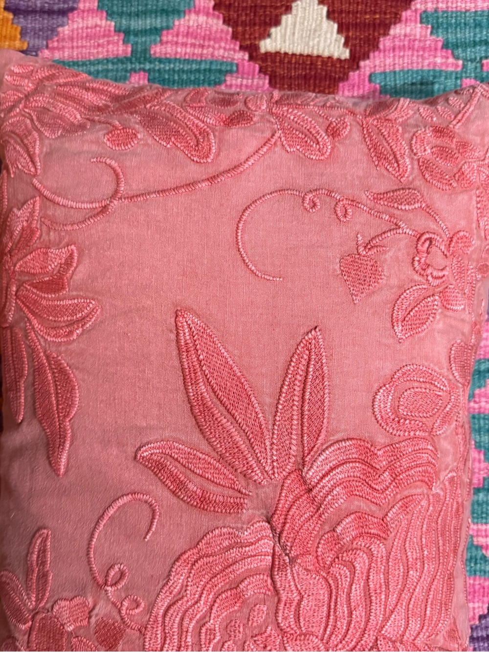 Pottery barn embroidered pillow, 14x20, like new - Picture 2 of 4